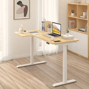 L-SHAPED 2-Legs UP STANDING DESK - Oak_Black (E1L-01B)