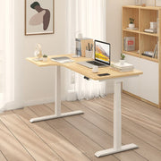 L-SHAPED 2-Legs UP STANDING DESK - Oak_White (E1L-01W)