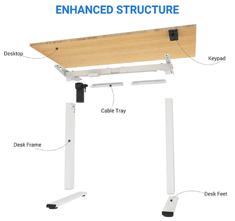 UP STANDING DESK-BLACK_WHITE (E1-04W)