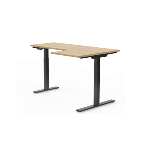 L-SHAPED 2-Legs UP STANDING DESK - Oak_Black (E1L-01B)