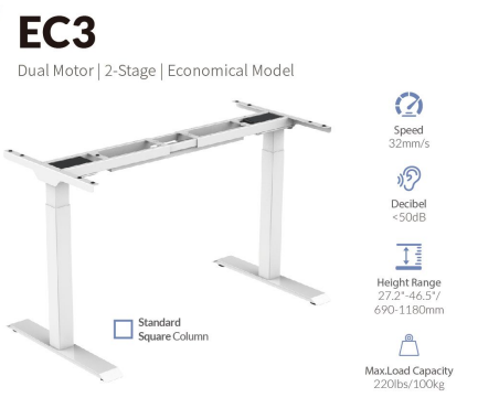 V Standing Desk - Oak_White (EC3-01W)