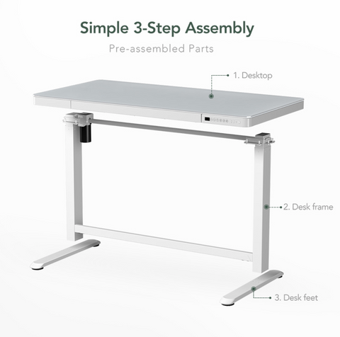 UP-IN-ONE STANDING DESK WITH DRAWER (WOODEN) - White (EW8-02W)