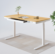 UP-IN-ONE STANDING DESK WITH DRAWER (WOODEN) - Oak_White (EW8-01W)