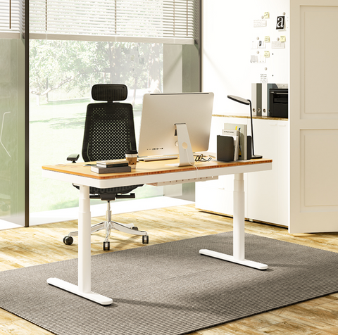 UP-IN-ONE STANDING DESK WITH DRAWER (WOODEN) - Oak_White (EW8-01W)