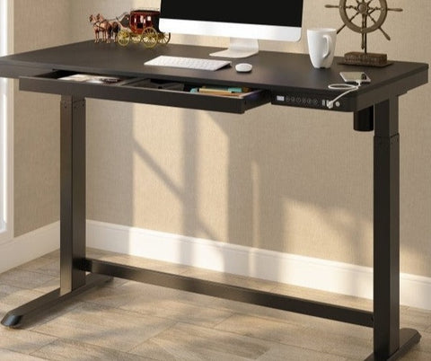 UP-IN-ONE STANDING DESK WITH DRAWER (WOODEN) - Black (EW8-02B)