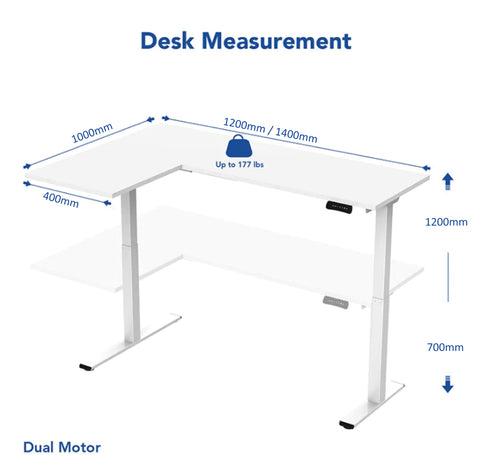 L-SHAPED 2-Legs UP STANDING DESK - Oak_Black (E1L-01B)