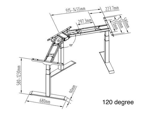 L-SHAPED UP STANDING DESK - OAK_BLACK (E7L-02B)