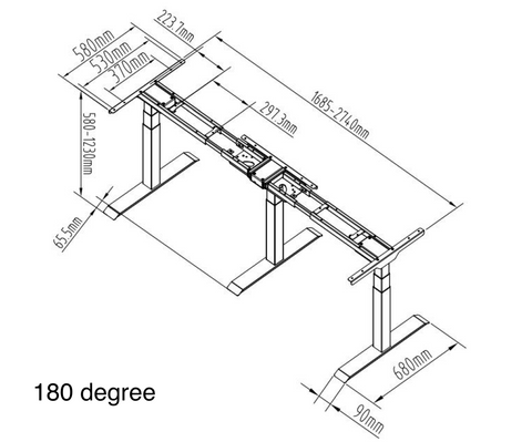 L-SHAPED UP STANDING DESK - OAK_BLACK (E7L-02B)