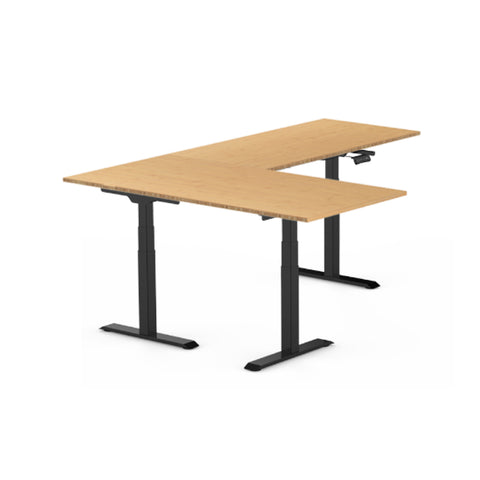 L-SHAPED UP STANDING DESK - OAK_BLACK (E7L-02B)