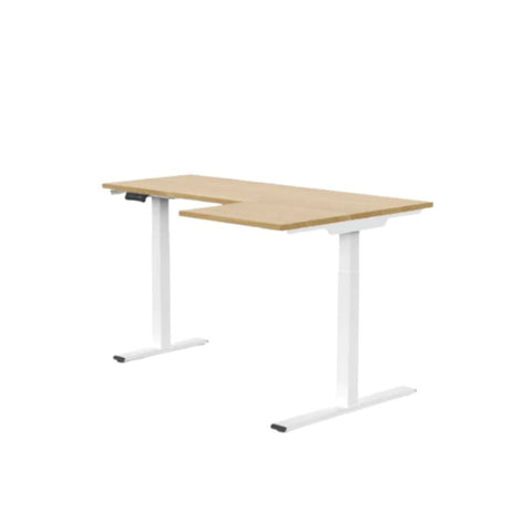 L-SHAPED 2-Legs UP STANDING DESK - Oak_White (E1L-01W)